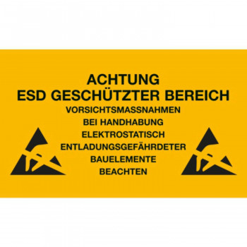 ESD Folien-Warnschild für ESD-Arbeitsplätze 150 x 300 mm 