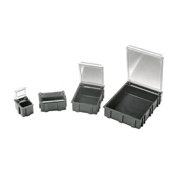 Licefa SMD-Klappbox N3 leitfähig/LS 41 x 37 x 15 mm schwarz/LS-transparent
