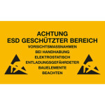 ESD Folien-Warnschild für ESD-Arbeitsplätze 150 x 300 mm 