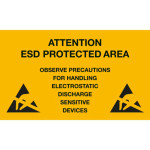 ESD Folien-Warnschild für ESD-Arbeitsplätze 150 x 300 mm, englisch